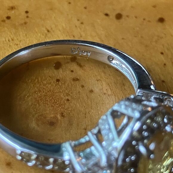 Natural Yellow Sapphire Sterling Silver Ring Size 7 - Picture 7 of 10